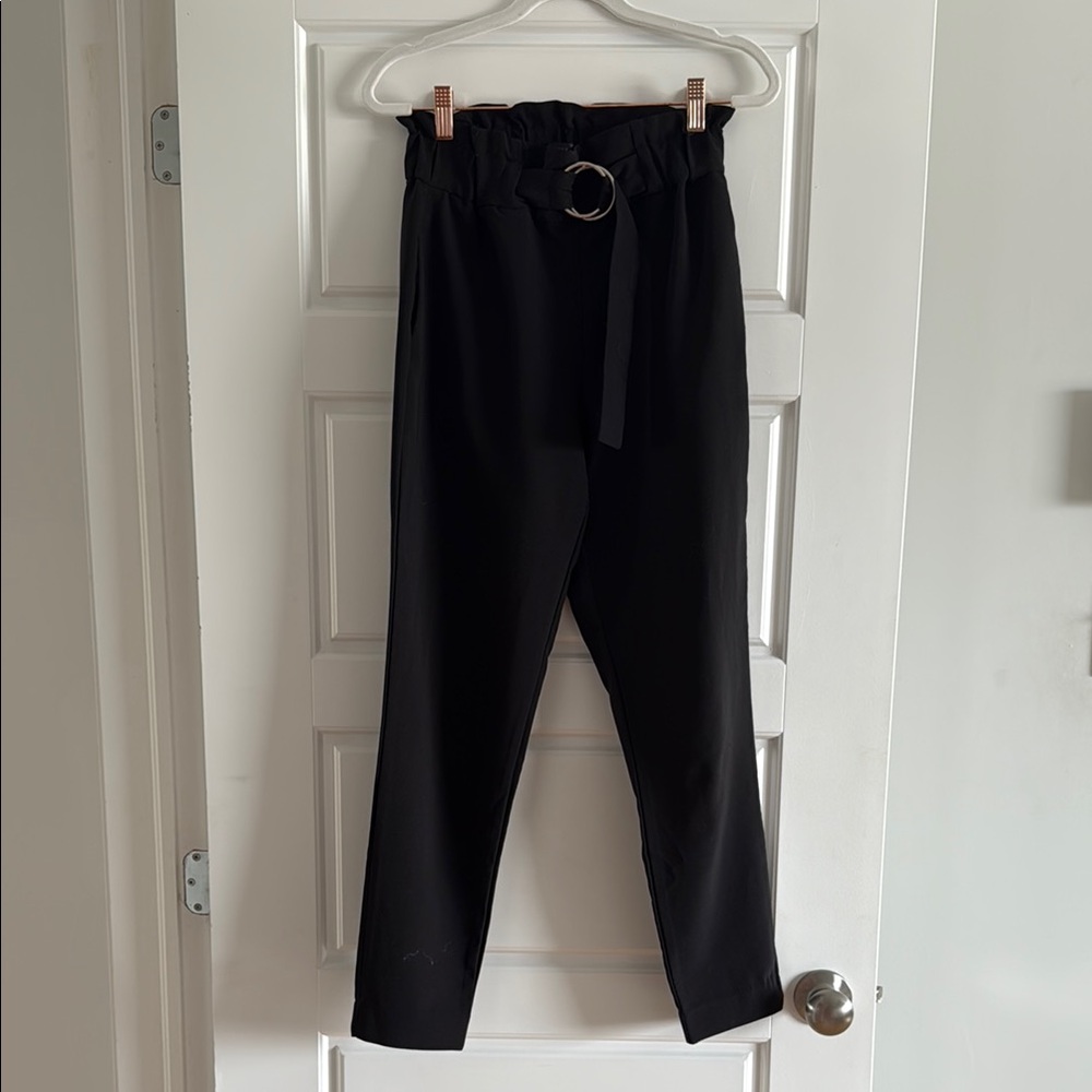 Dynamite Black Tapered Trousers with Textured Fabric